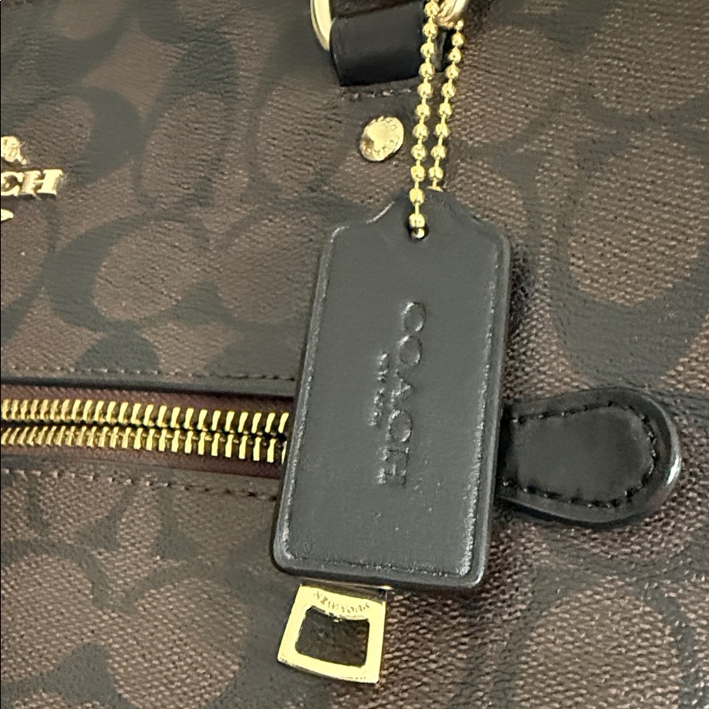 Coach Brown and Black Signature Tote with Gold Hardware - Picture 2 of 7